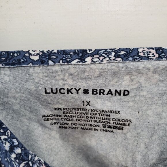 Lucky Brand Woman's Blue Floral Multi Wireless Mesh Strip Bralette Plus Size 1X - Picture 3 of 5